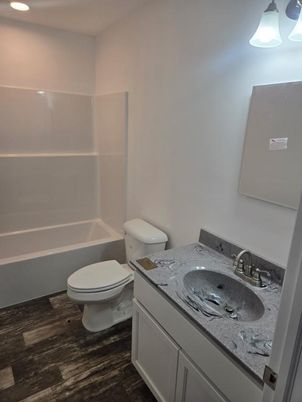 Bathroom, Interior, Recessed Lighting, Wood Texture Flooring