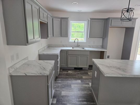 Interior, Kitchen, Pendant Lights, Recessed Lighting, Wood Texture Flooring