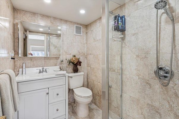 Bathroom, Glass Shower, Interior, Recessed Lighting