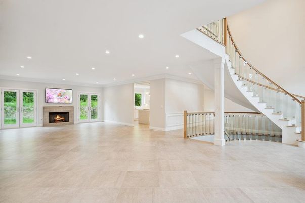 Empty room, Fireplace, Interior, Recessed Lighting