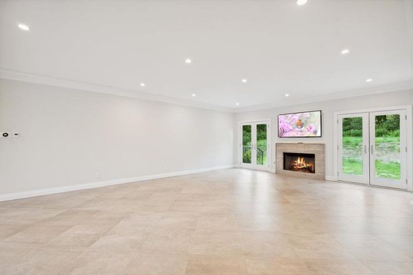 Empty room, Fireplace, Interior, Recessed Lighting