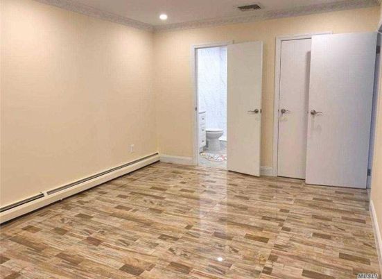 Bathroom, Empty room, Interior, Recessed Lighting, Wood Texture Flooring