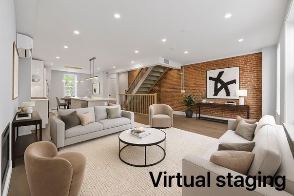 Interior, Kitchen, Living room, Pendant Lights, Recessed Lighting, Stone Walls, Wood Texture Flooring