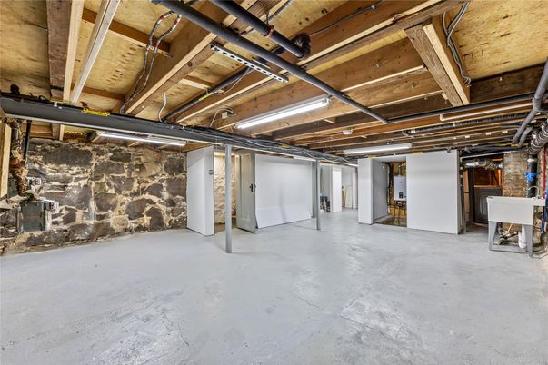 Interior, Stone Walls, Wooden Beams