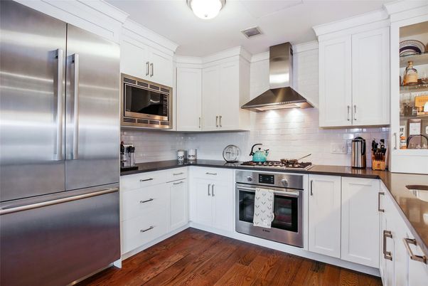 Interior, Kitchen, Stainless Steel Appliances, Wood Texture Flooring