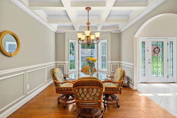 Chandelier, Dining room, Interior, Wood Texture Flooring