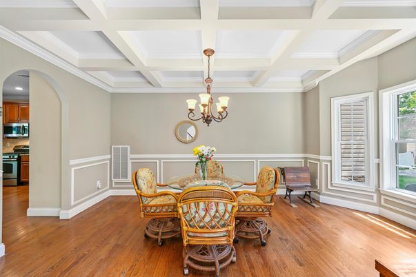 Chandelier, Dining room, Interior, Wood Texture Flooring