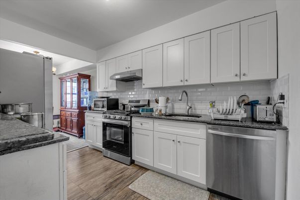 Interior, Kitchen, Stainless Steel Appliances, Wood Texture Flooring