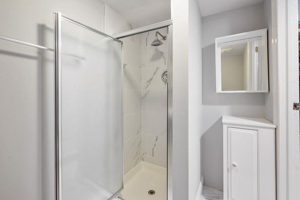Bathroom, Glass Shower, Interior, Marble Walls