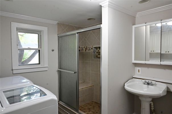 Bathroom, Glass Shower, Interior, Recessed Lighting