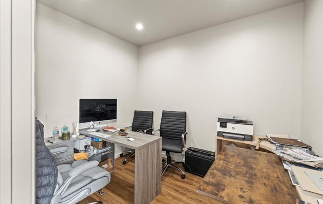 Home Office, Interior, Recessed Lighting, Wood Texture Flooring