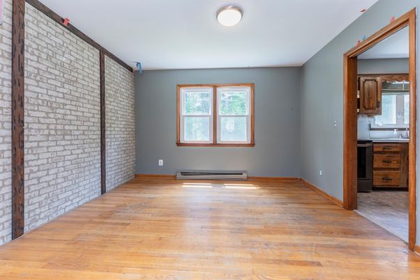 Empty room, Interior, Stone Walls, Wood Texture Flooring