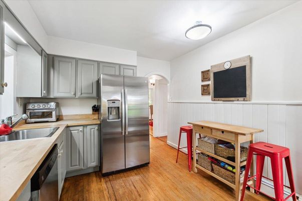 Interior, Kitchen, Stainless Steel Appliances, Wood Texture Flooring