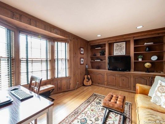 Home Office, Interior, Recessed Lighting, Wood Texture Flooring, Wooden Walls