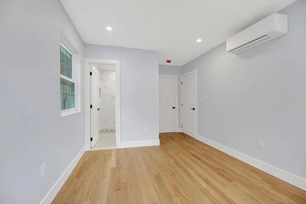 Empty room, Interior, Marble, Marble Walls, Recessed Lighting, Wood Texture Flooring