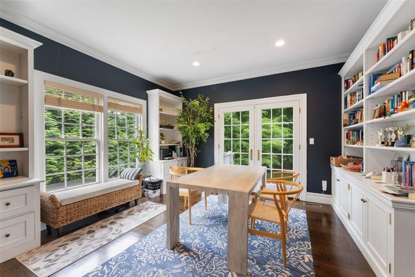 Home Office, Interior, Recessed Lighting, Wood Texture Flooring