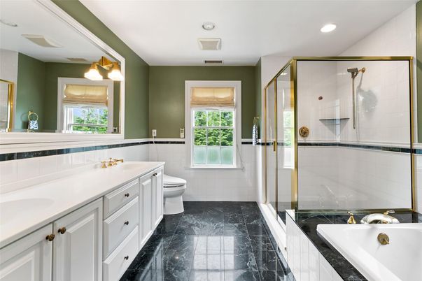 Bathroom, Dual Sink Vanities, Glass Shower, Interior, Recessed Lighting