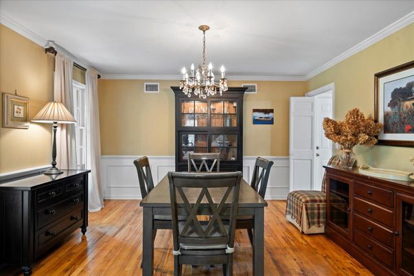 Chandelier, Dining room, Interior, Wood Texture Flooring