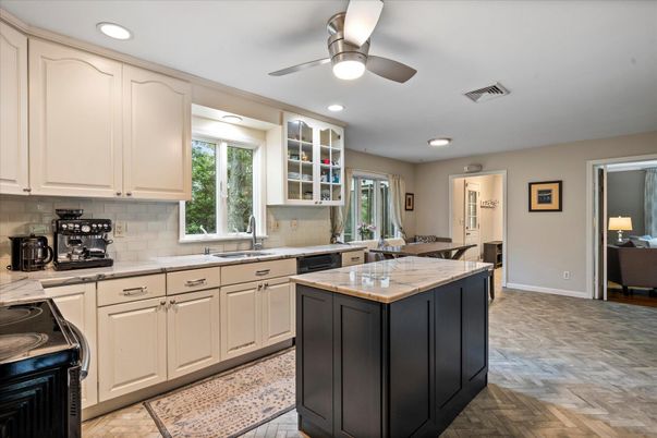 Interior, Kitchen, Recessed Lighting, Wood Texture Flooring