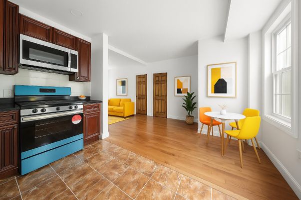 Dining room, Interior, Kitchen, Stainless Steel Appliances, Wood Texture Flooring