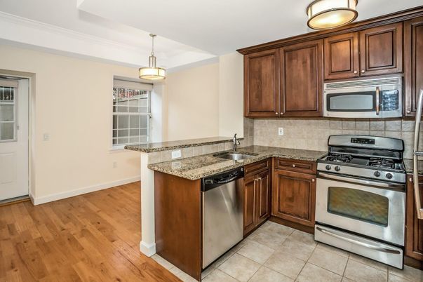 Interior, Kitchen, Pendant Lights, Stainless Steel Appliances, Wood Texture Flooring