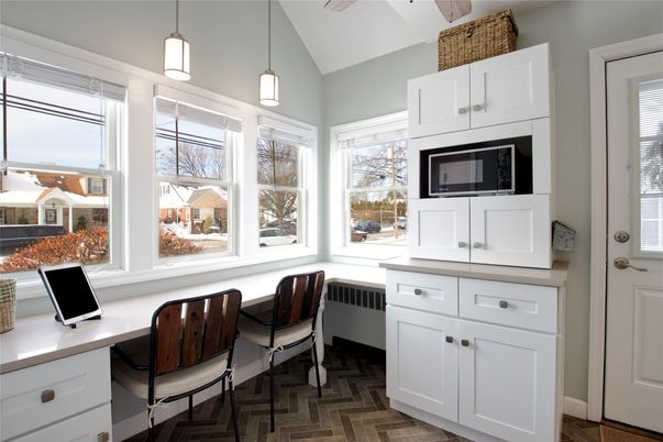Home Office, Interior, Pendant Lights, Wood Texture Flooring