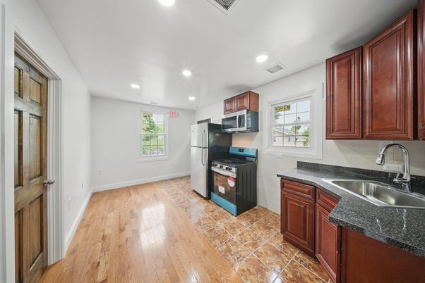 Interior, Kitchen, Recessed Lighting, Wood Texture Flooring