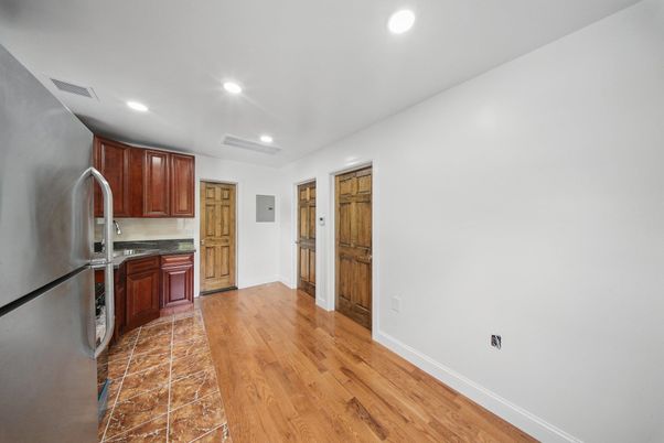 Interior, Kitchen, Recessed Lighting, Wood Texture Flooring