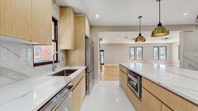 Interior, Kitchen, Pendant Lights, Recessed Lighting, Stainless Steel Appliances