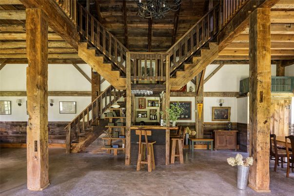 Chandelier, Interior, Wooden Beams