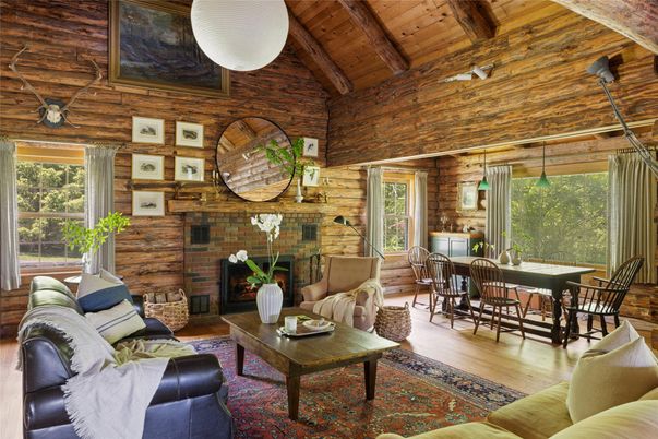 Dining room, Fireplace, Interior, Living room, Stone Walls, Wooden Beams, Wooden Ceilings, Wood Texture Flooring, Wooden Walls