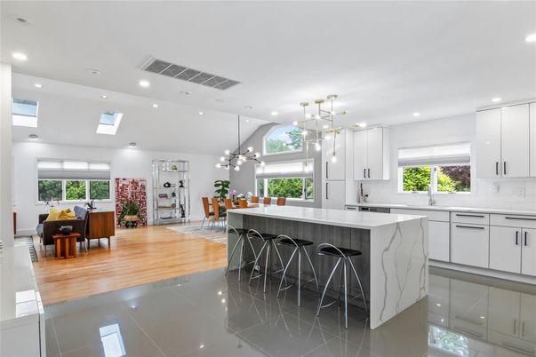 Dining room, Interior, Kitchen, Living room, Pendant Lights, Recessed Lighting, Wood Texture Flooring