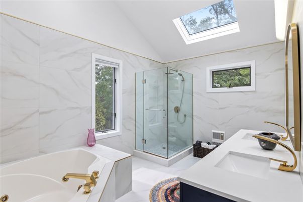 Bathroom, Glass Shower, Interior, Marble Walls