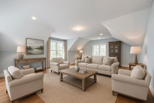 Interior, Living room, Recessed Lighting, Wood Texture Flooring