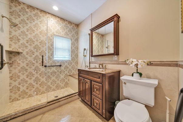 Bathroom, Glass Shower, Interior, Recessed Lighting