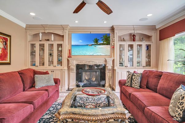 Fireplace, Interior, Living room, Recessed Lighting