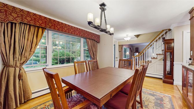 Chandelier, Dining room, Interior, Wood Texture Flooring