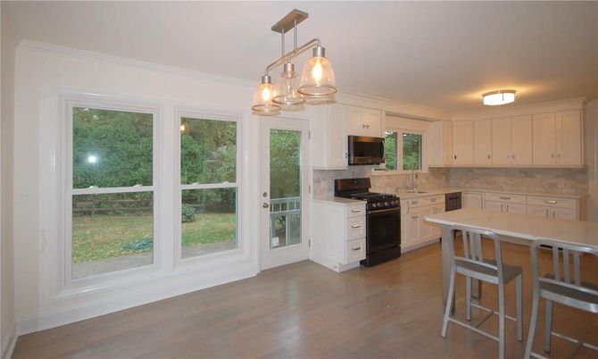 Interior, Kitchen, Pendant Lights, Wood Texture Flooring