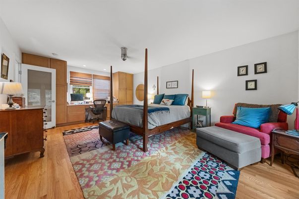Bedroom, Home Office, Interior, Recessed Lighting, Wood Texture Flooring