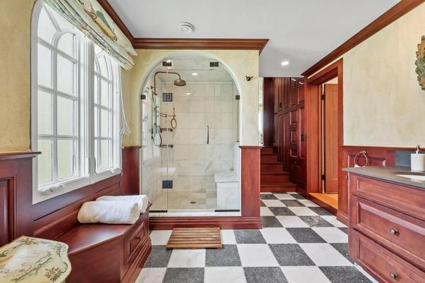 Bathroom, Glass Shower, Interior, Recessed Lighting