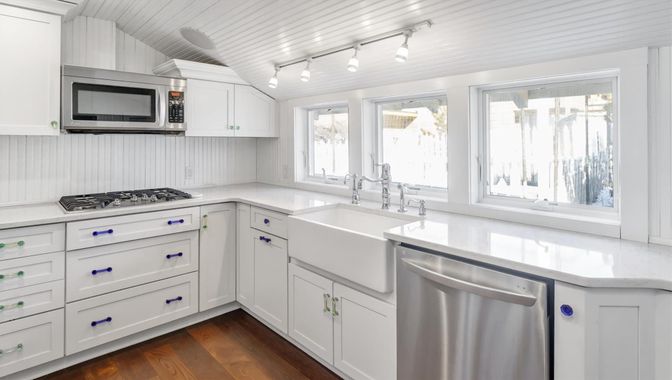 Interior, Kitchen, Stainless Steel Appliances, Wood Texture Flooring