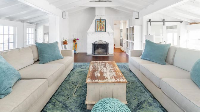Fireplace, Interior, Living room, Stone Walls, Wood Texture Flooring