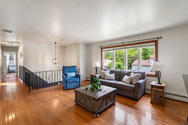 Interior, Living room, Pendant Lights, Wood Texture Flooring