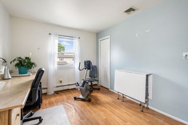 Fitness Equipment, Home Office, Interior, Wood Texture Flooring
