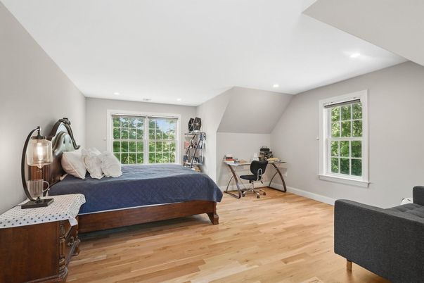 Bedroom, Home Office, Interior, Recessed Lighting, Wood Texture Flooring