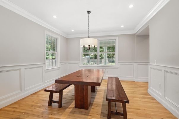 Chandelier, Game Room, Interior, Recessed Lighting, Wood Texture Flooring