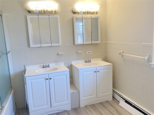 Bathroom, Dual Sink Vanities, Interior, Wood Texture Flooring
