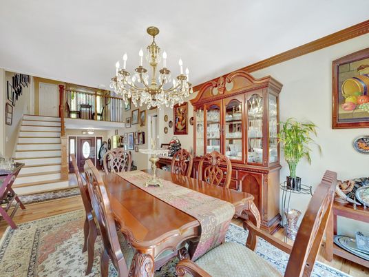Chandelier, Dining room, Interior, Wood Texture Flooring