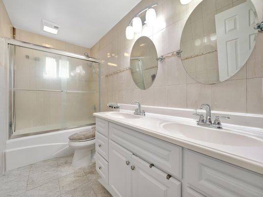 Bathroom, Dual Sink Vanities, Glass Shower, Interior, Marble