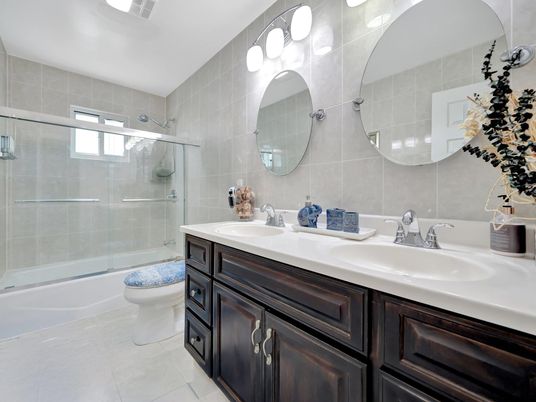 Bathroom, Dual Sink Vanities, Glass Shower, Interior